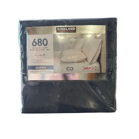 Kirkland Signature 680 Thread Count Sheet Queen Set 6 Pcs New Vintage Indigo - Picture 1 of 3